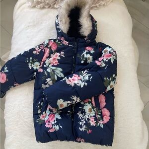 The Children's Place Navy Floral Puffer Jacket